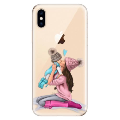 Odolné silikónové puzdro iSaprio - Kissing Mom - Brunette and Boy - iPhone XS