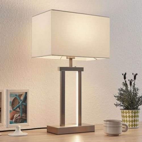 Stolová lampa Sigurd s látkovým tienidlom