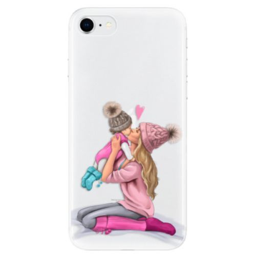 Odolné silikónové puzdro iSaprio - Kissing Mom - Blond and Girl - iPhone SE 2020