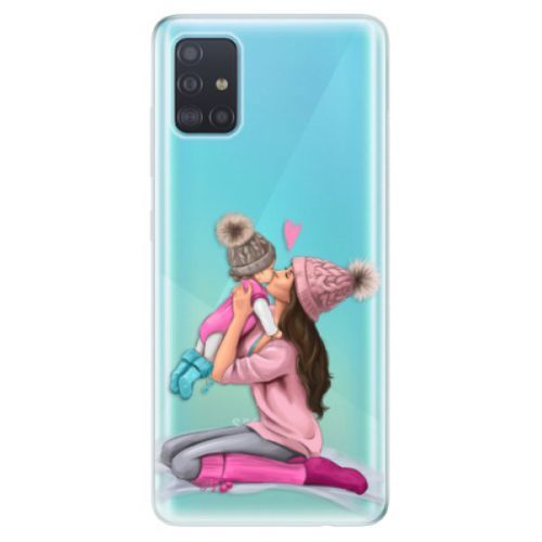 Odolné silikónové puzdro iSaprio - Kissing Mom - Brunette and Girl - Samsung Galaxy A51
