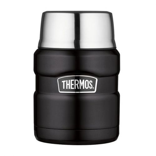 Thermos Style Termoska na jedlo so skladacou lyžicou a šálkou - matne čierna 470 ml