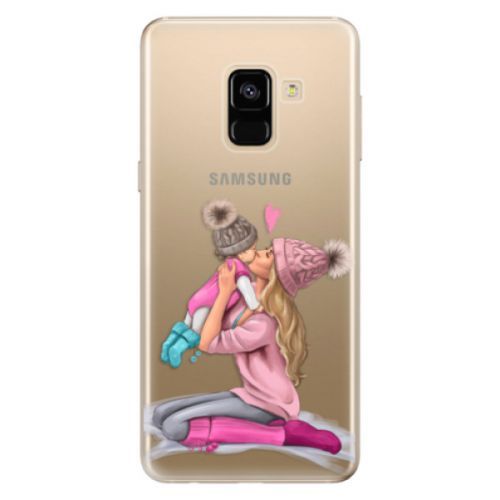 Odolné silikónové puzdro iSaprio - Kissing Mom - Blond and Girl - Samsung Galaxy A8 2018