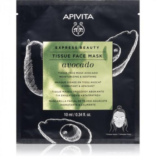 Apivita Express Beauty Avocado hydratačná plátienková maska na upokojenie pleti 10 ml