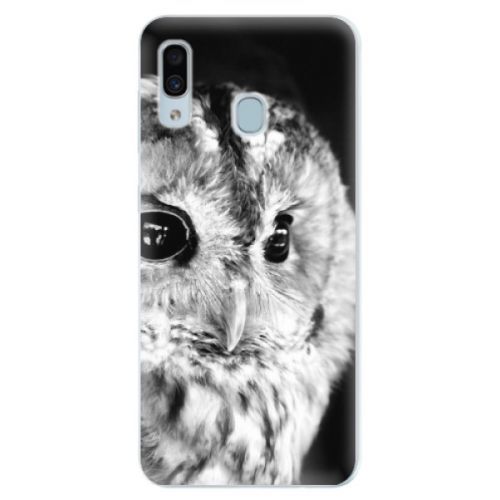 Silikónové puzdro iSaprio - BW Owl - Samsung Galaxy A30