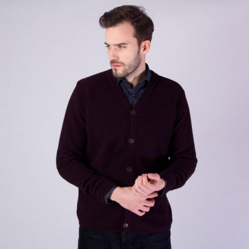 Pánsky sveter cardigan v bordovej farbe 11623