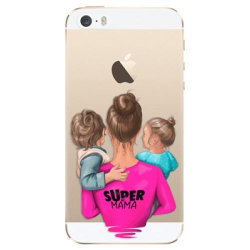 Odolné silikónové puzdro iSaprio - Super Mama - Boy and Girl - iPhone 5/5S/SE