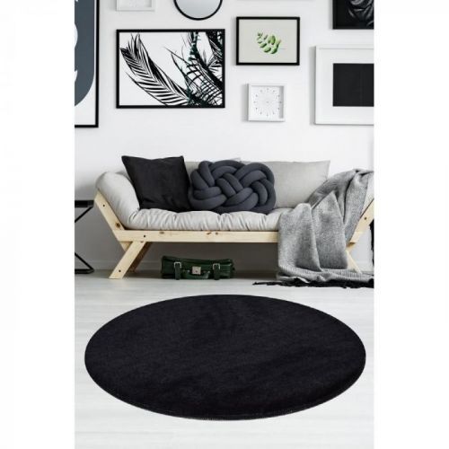 Čierny koberec Milano, ⌀ 90 cm