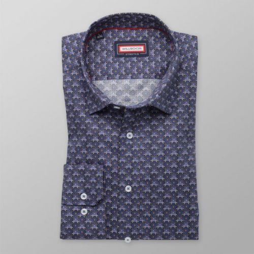 Pánska slim fit košeľa (výška 176-182) 8356 v modré farbe s prímesou elastanu