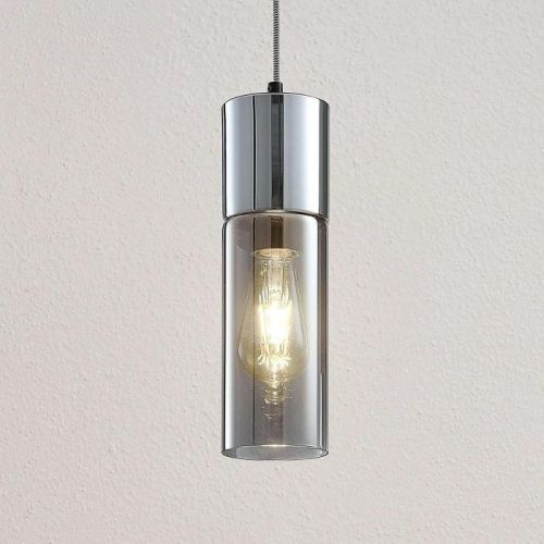 Závesná lampa Eleen s valcami z dymového skla