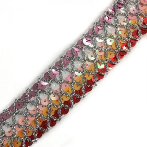 Stuha Sequin MULTI red
