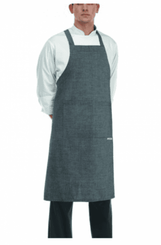 EGOCHEF Kuchárska zástera ku krku s vreckom - zaväzovanie do kríža - Sivá