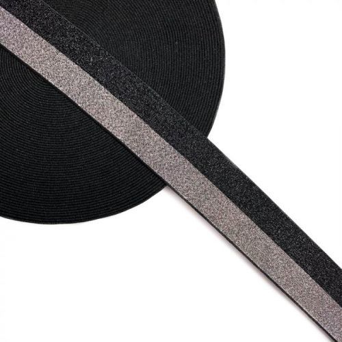 Guma hladká 4 cm Lurex DOU black grey