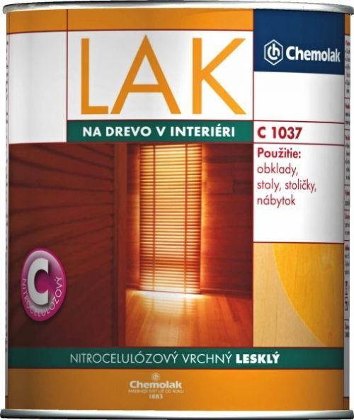 Chemolak C 1037 Nitrocelulózový lesklý lak na drevo v interiéri - bezfarebný lesklý - 0,75 L
