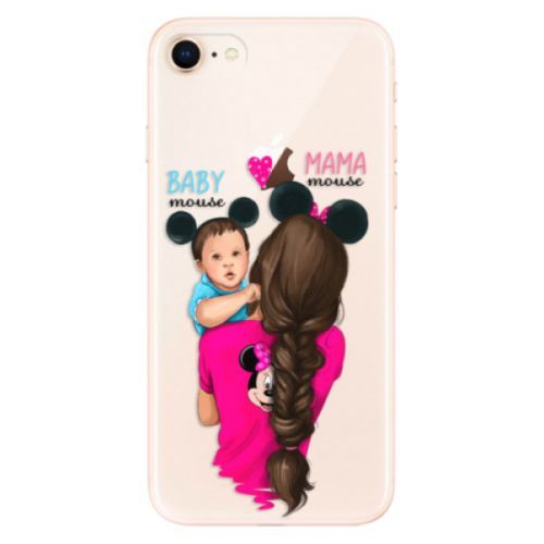Odolné silikónové puzdro iSaprio - Mama Mouse Brunette and Boy - iPhone 8