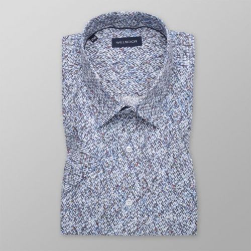 Pánska košeľa klasická modrej farby s jemným vzorom 11723