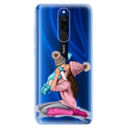 Odolné silikónové puzdro iSaprio - Kissing Mom - Brunette and Boy - Xiaomi Redmi 8