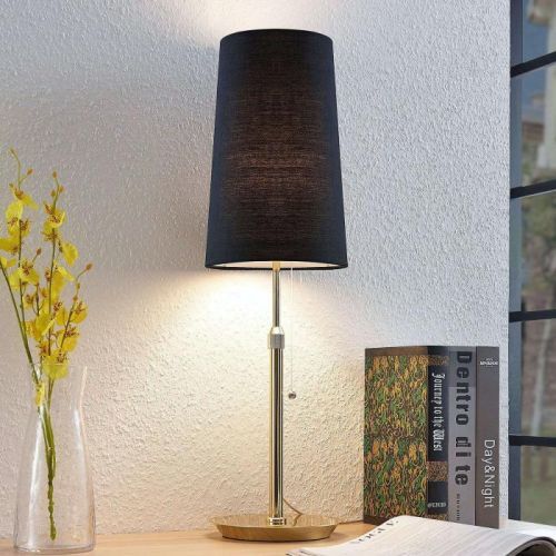 Lucande Pordis stolná lampa, mosadz-čierna