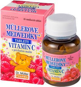 MÜLLEROVE medvedíky - vitamín C s príchuťou malín 45 tabliet