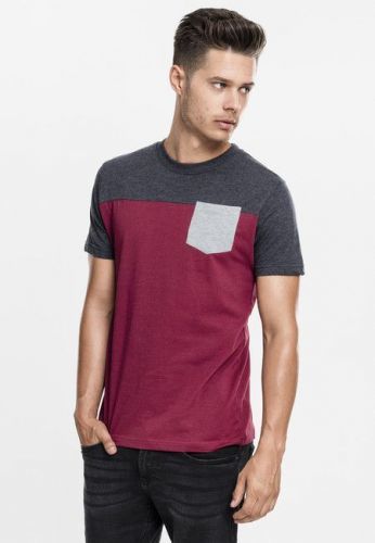 Urban Classics 3-Tone Pocket Tee burgundy/cha/gry - L