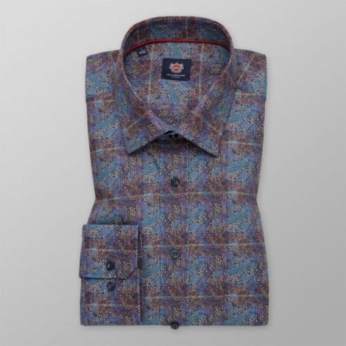 Pánska košeľa klasická s farebným rastlinným vzorom 11736