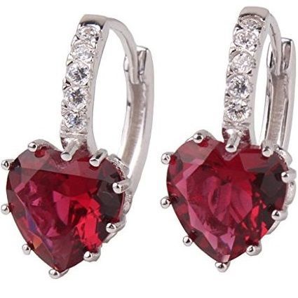 Náušnice Silver Heart - Červená KP1557