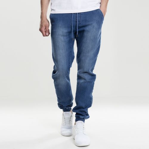 Urban Classics Knitted Denim Jogpants blue washed - S