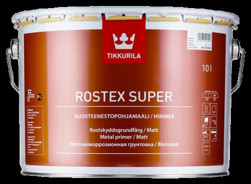Tikkurila Rostex super - základná antikorózna farba na oceľ, pozink, hliník - cervena - 10 L