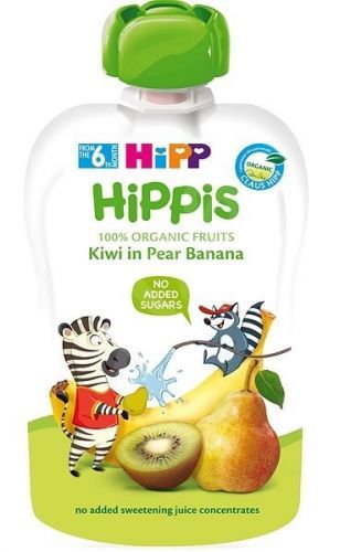 HiPP HiPPis 100% Ovocie Hruška Banán Kiwi kapsička ovocný príkrm 1x100 g