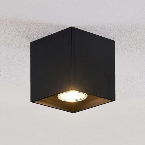 Lindby Parvin hliníkové Downlight, hranaté, čierne
