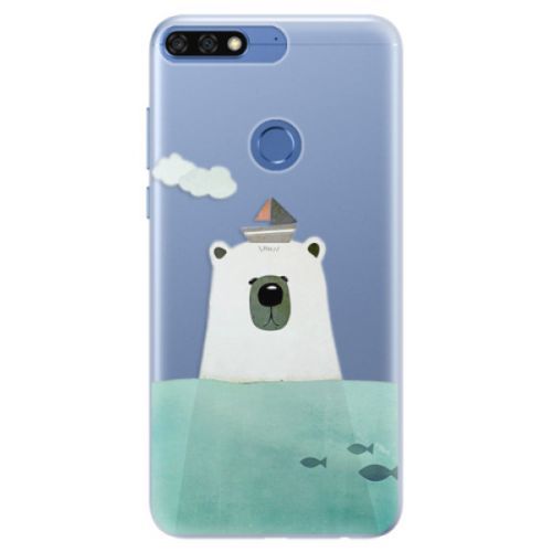 Silikónové puzdro iSaprio - Bear With Boat - Huawei Honor 7C