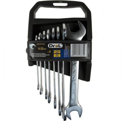Kľúče, ploché, 6,0-22 mm, 8 ks, Drel