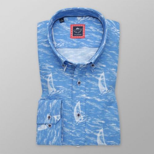 Pánska košeľa Slim Fit s potlačou vĺn a plachetníc 11590