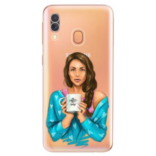 Odolné silikónové puzdro iSaprio - Coffe Now - Brunette - Samsung Galaxy A40