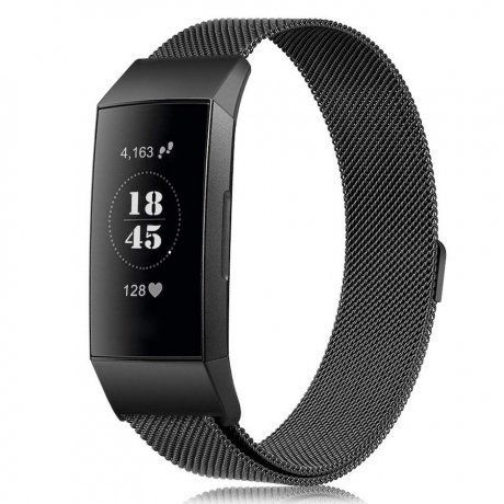 Fitbit Charge 3 Milanese (Large) remienok, Black
