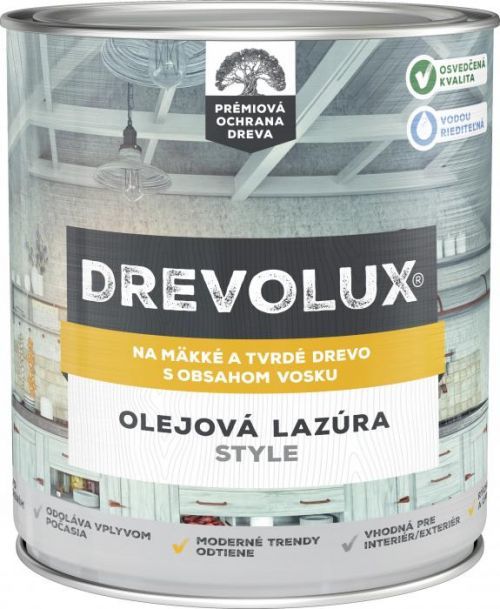 Chemolak DREVOLUX STYLE - Olejová lazúra na drevo s voskom - sivá drevolux - 0,75 L