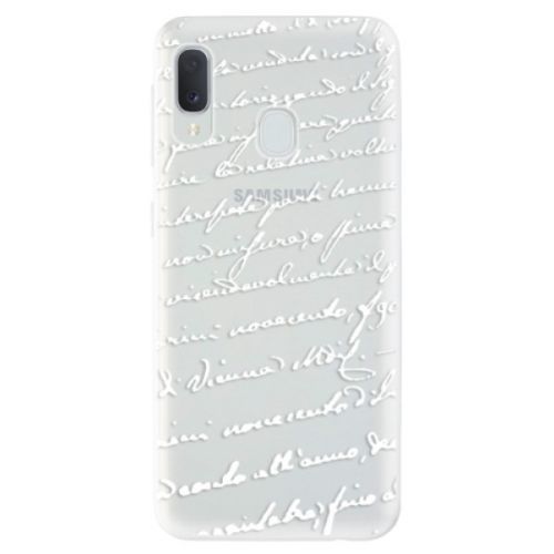 Odolné silikónové puzdro iSaprio - Handwriting 01 - white - Samsung Galaxy A20e