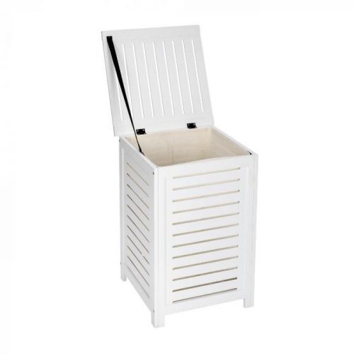 Biely drevený kôš na bielizeň Wenko Oslo