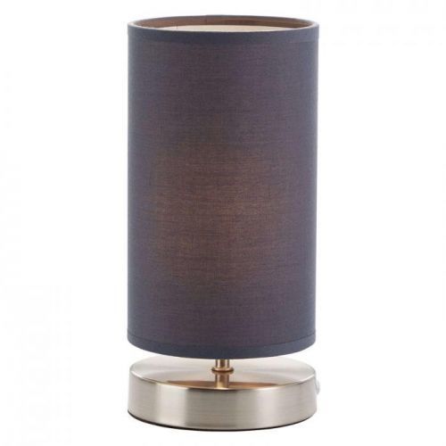 Stolná lampa Claire so sivým látkovým tienidlom