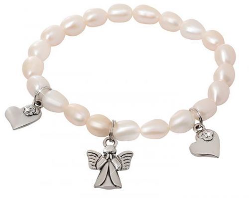 JwL Luxury Pearls Jemný náramok z pravých perál s príveskami JL0419
