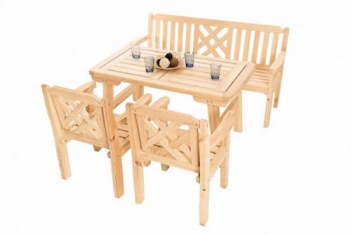 DEOKORK Masívna záhradná zostava z borovice ROMANTIC 1+2+1 (32 mm)