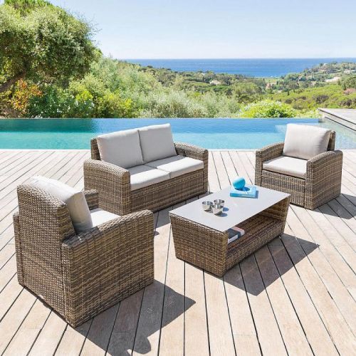 Ratanová zostava SANTORINI pre 4 osoby (hnedá)