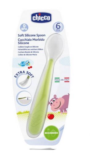Lyžička silikón Soft 6m+ - zelená CHICCO