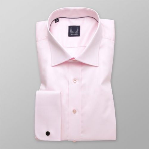 Pánska košeľa Slim Fit svetlo ružovej farby s hladkým vzorom 11393