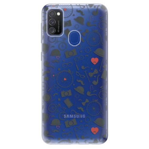 Odolné silikónové puzdro iSaprio - Vintage Pattern 01 - black - Samsung Galaxy M21