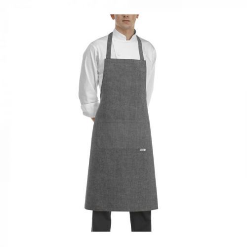 EGOCHEF Kuchárska zástera ku krku s vreckom - Grey mix