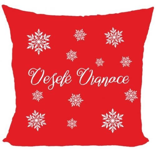 Vankúš Veselé Vianoce - vločky (Veľkosť: 40 x 40 cm)