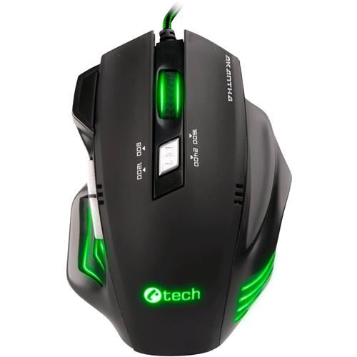 Myš C-TECH Akantha herná, zelené podsvietenie, USB GM-01G