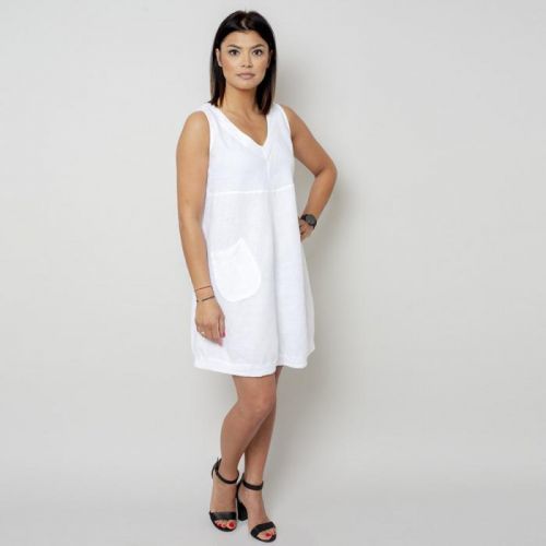 Krátke biele šaty s kapsičkou 10793