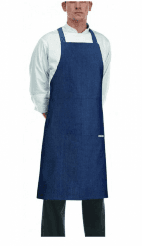 EGOCHEF Kuchárska zástera ku krku s vreckom - zaväzovanie do kríža - Jeans