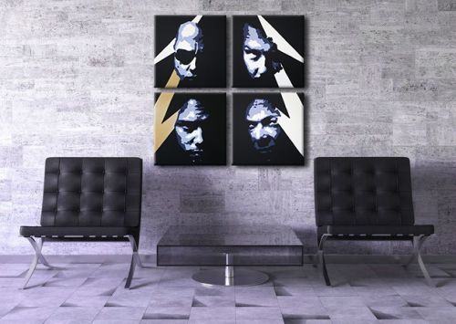 Ručne maľovaný POP Art obraz METALLICA 4 dielny  met